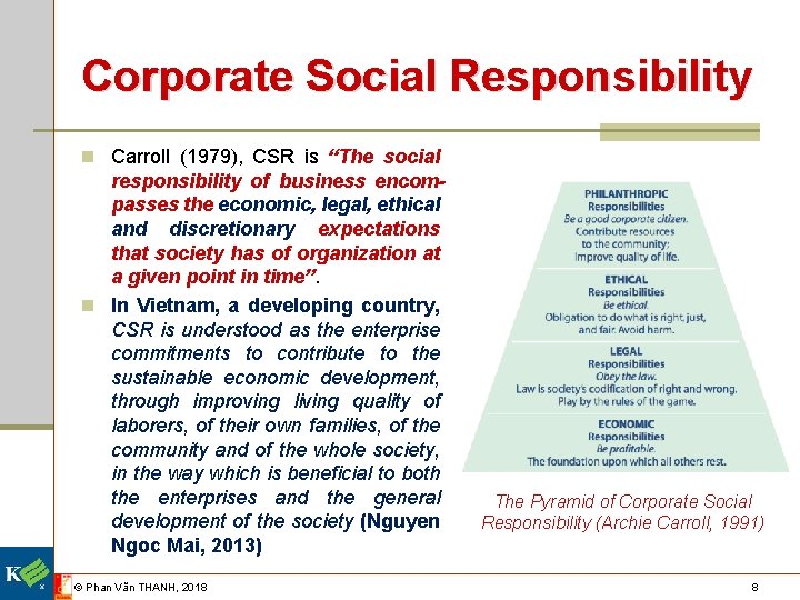 Corporate Social Responsibility n Carroll (1979), CSR is “The social responsibility of business encompasses