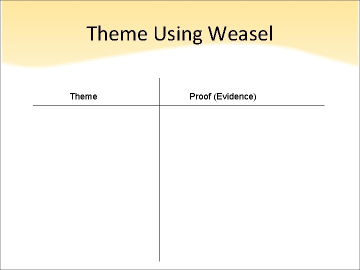 Theme Using Weasel Theme Proof (Evidence) Theme Using Weasel Theme Proof (Evidence)