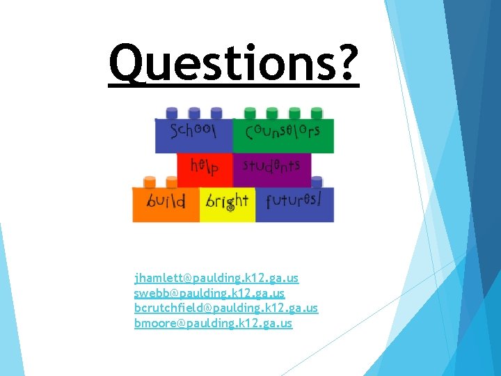 Questions? jhamlett@paulding. k 12. ga. us swebb@paulding. k 12. ga. us bcrutchfield@paulding. k 12. Questions? jhamlett@paulding. k 12. ga. us swebb@paulding. k 12. ga. us bcrutchfield@paulding. k 12.