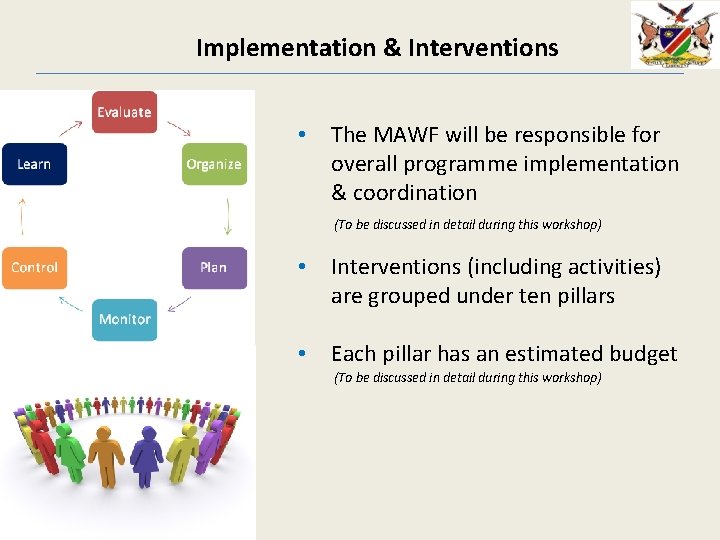 Implementation & Interventions • The MAWF will be responsible for overall programme implementation &