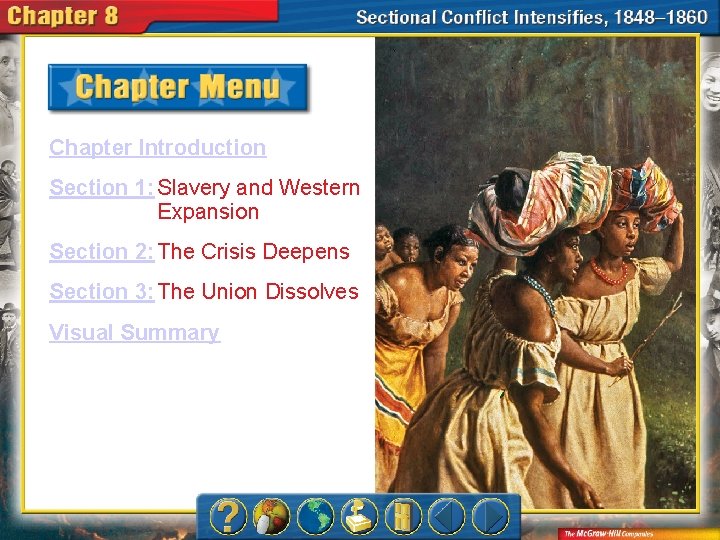 Chapter Introduction Section 1: Slavery and Western Expansion Section 2: The Crisis Deepens Section