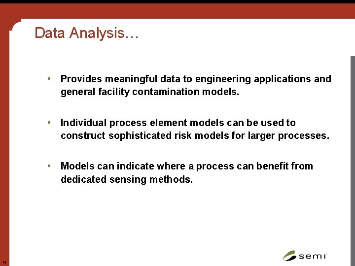 Data Analysis… • Provides meaningful data to engineering applications and general facility contamination models.