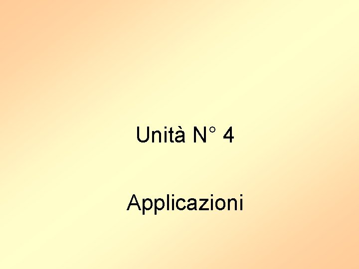 Unità N° 4 Applicazioni 
