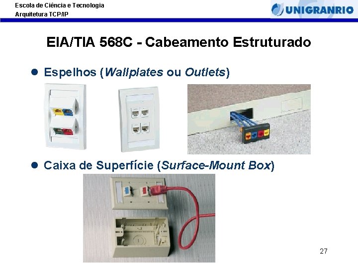 Escola de Ciência e Tecnologia Arquitetura TCP/IP EIA/TIA 568 C - Cabeamento Estruturado l Escola de Ciência e Tecnologia Arquitetura TCP/IP EIA/TIA 568 C - Cabeamento Estruturado l