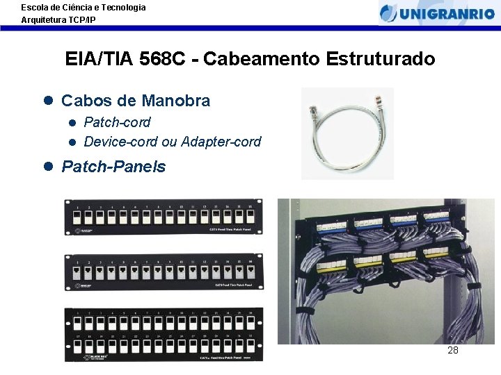 Escola de Ciência e Tecnologia Arquitetura TCP/IP EIA/TIA 568 C - Cabeamento Estruturado l Escola de Ciência e Tecnologia Arquitetura TCP/IP EIA/TIA 568 C - Cabeamento Estruturado l