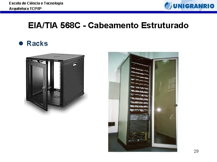 Escola de Ciência e Tecnologia Arquitetura TCP/IP EIA/TIA 568 C - Cabeamento Estruturado l Escola de Ciência e Tecnologia Arquitetura TCP/IP EIA/TIA 568 C - Cabeamento Estruturado l