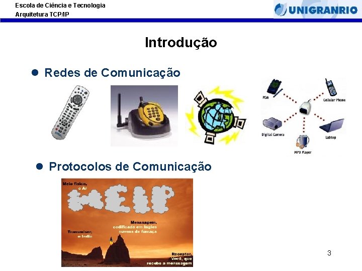Escola de Ciência e Tecnologia Arquitetura TCP/IP Introdução l Redes de Comunicação l Protocolos Escola de Ciência e Tecnologia Arquitetura TCP/IP Introdução l Redes de Comunicação l Protocolos