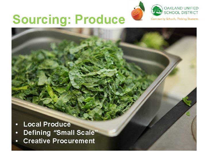 Sourcing: Produce • Local Produce • Defining “Small Scale” • Creative Procurement 