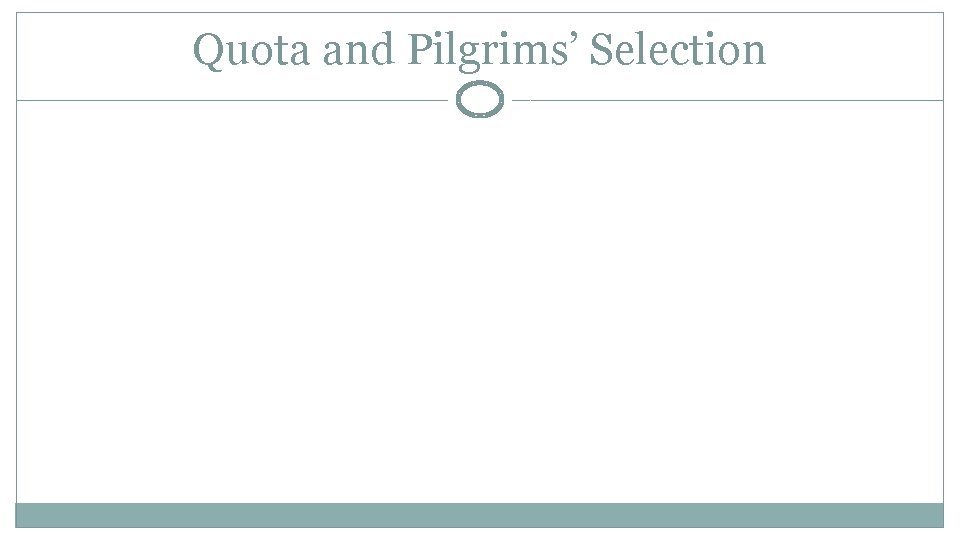 Quota and Pilgrims’ Selection 