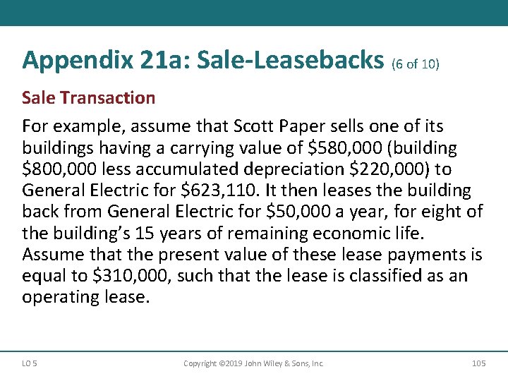 Appendix 21 a: Sale-Leasebacks (6 of 10) Sale Transaction For example, assume that Scott
