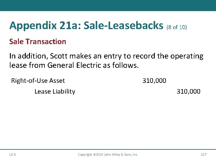 Appendix 21 a: Sale-Leasebacks (8 of 10) Sale Transaction In addition, Scott makes an