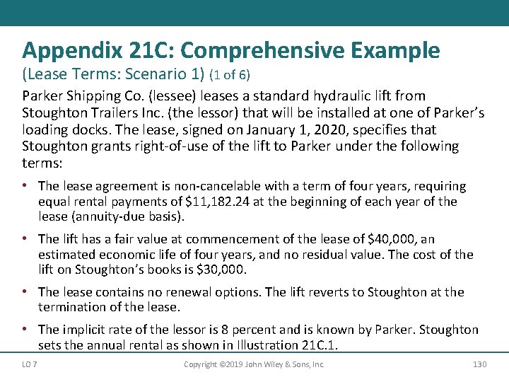 Appendix 21 C: Comprehensive Example (Lease Terms: Scenario 1) (1 of 6) Parker Shipping