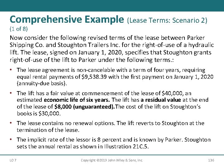 Comprehensive Example (Lease Terms: Scenario 2) (1 of 8) Now consider the following revised