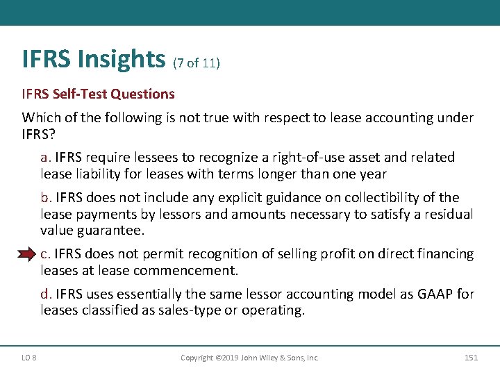 IFRS Insights (7 of 11) IFRS Self-Test Questions Which of the following is not
