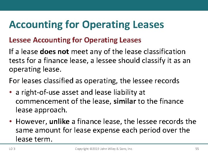 Accounting for Operating Leases Lessee Accounting for Operating Leases If a lease does not