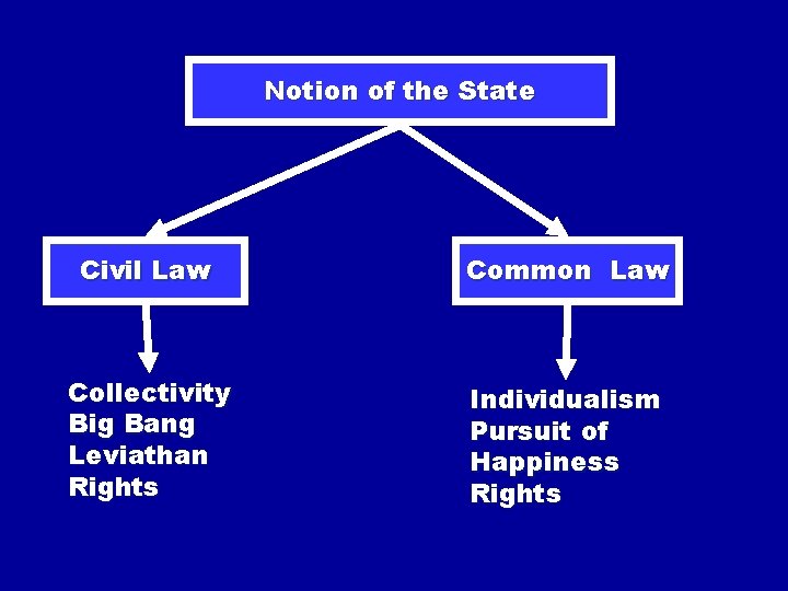 Notion of the State Civil Law Common Law Collectivity Big Bang Leviathan Rights Individualism