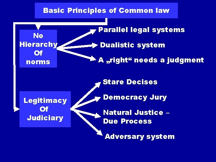 Basic Principles of Common law No Hierarchy Of norms Parallel legal systems Dualistic system