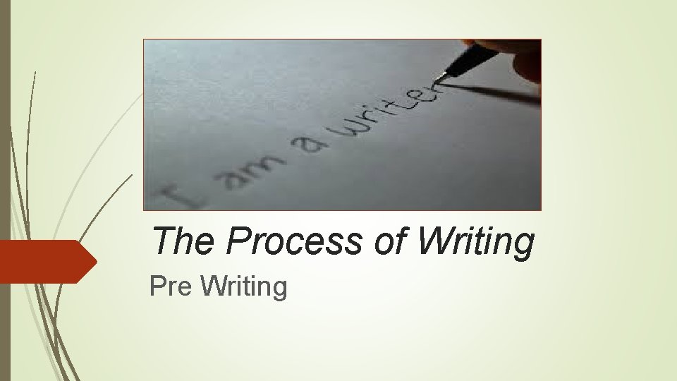 The Process of Writing Pre Writing 