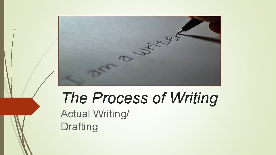 The Process of Writing Actual Writing/ Drafting 