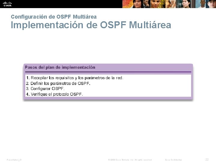 Configuración de OSPF Multiárea Implementación de OSPF Multiárea Presentation_ID © 2008 Cisco Systems, Inc. Configuración de OSPF Multiárea Implementación de OSPF Multiárea Presentation_ID © 2008 Cisco Systems, Inc.