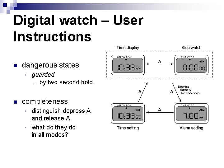 Digital watch – User Instructions n dangerous states • n guarded … by two