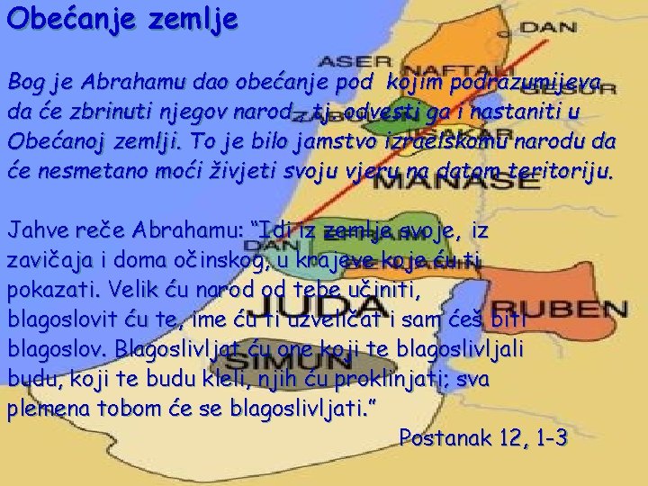 Obećanje zemlje Bog je Abrahamu dao obećanje pod kojim podrazumijeva da će zbrinuti njegov