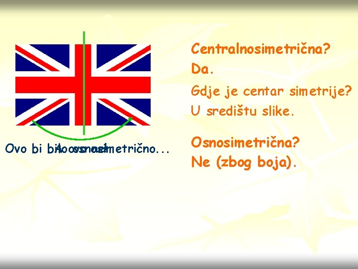Centralnosimetrična? Da. Gdje je centar simetrije? U središtu slike. Ovo bi bilo A ovo Centralnosimetrična? Da. Gdje je centar simetrije? U središtu slike. Ovo bi bilo A ovo