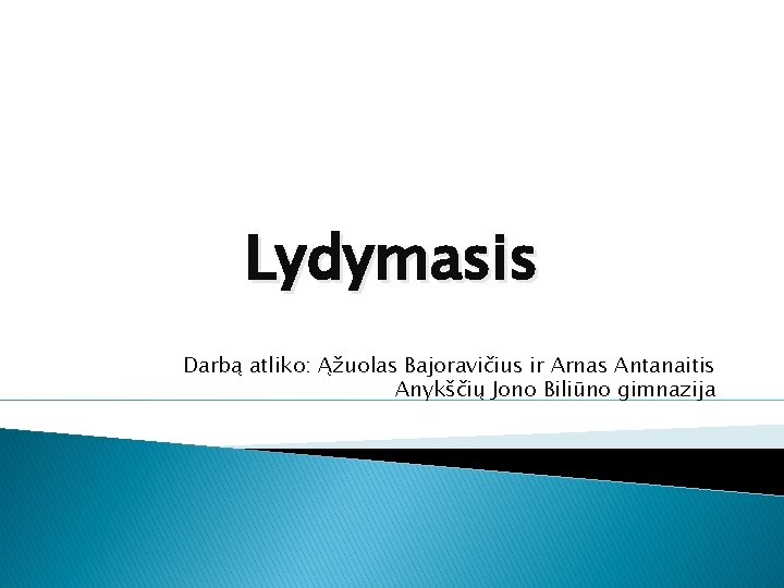 Lydymasis Darbą atliko: Ąžuolas Bajoravičius ir Arnas Antanaitis Anykščių Jono Biliūno gimnazija 