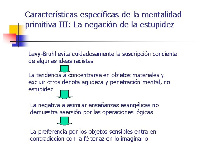 Características específicas de la mentalidad primitiva III: La negación de la estupidez Levy-Bruhl evita