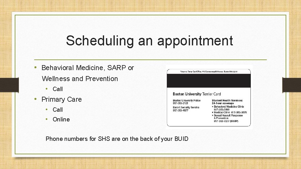 Scheduling an appointment • Behavioral Medicine, SARP or Wellness and Prevention • Call • Scheduling an appointment • Behavioral Medicine, SARP or Wellness and Prevention • Call •