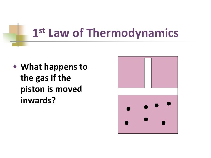 1 st Law of Thermodynamics • What happens to the gas if the piston