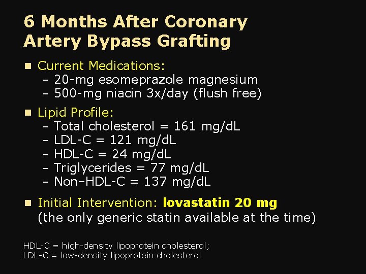 6 Months After Coronary Artery Bypass Grafting n Current Medications: – 20 -mg esomeprazole