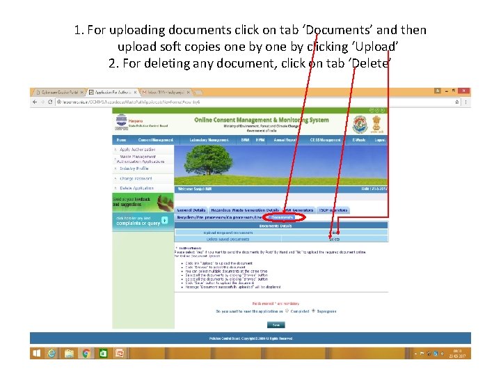 1. For uploading documents click on tab ‘Documents’ and then upload soft copies one
