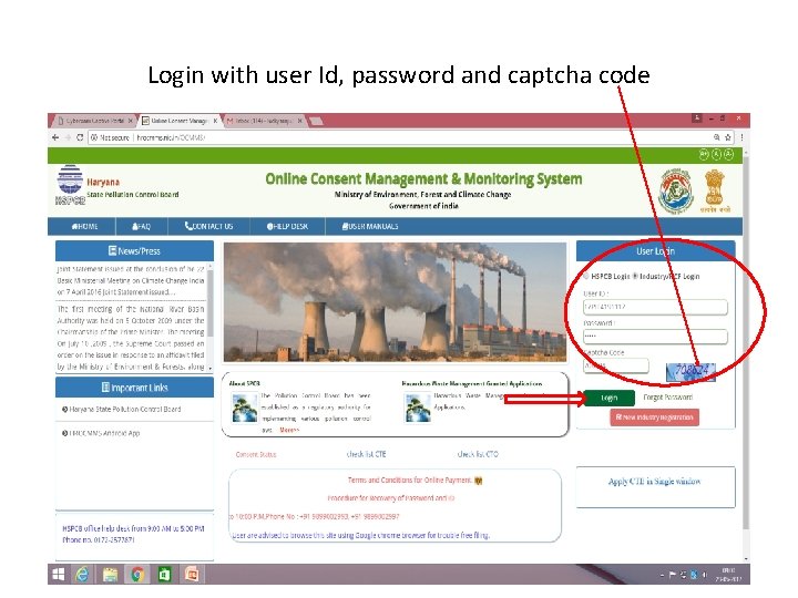 Login with user Id, password and captcha code 