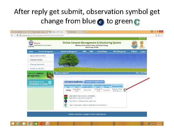 After reply get submit, observation symbol get change from blue to green 