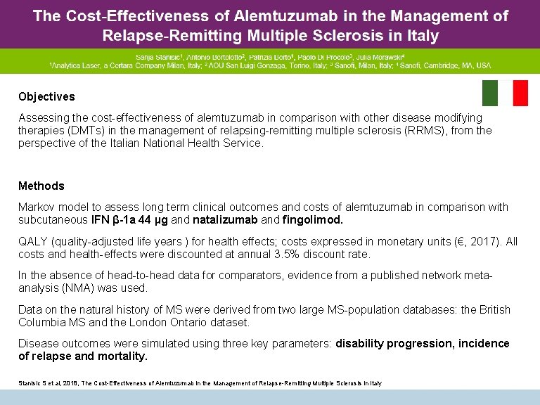 Objectives Assessing the cost-effectiveness of alemtuzumab in comparison with other disease modifying therapies (DMTs)