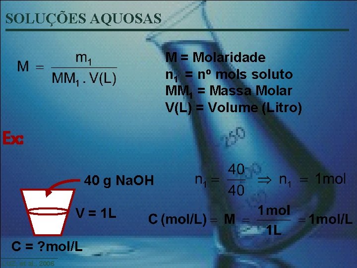 SOLUÇÕES AQUOSAS M = Molaridade n 1 = no mols soluto MM 1 =