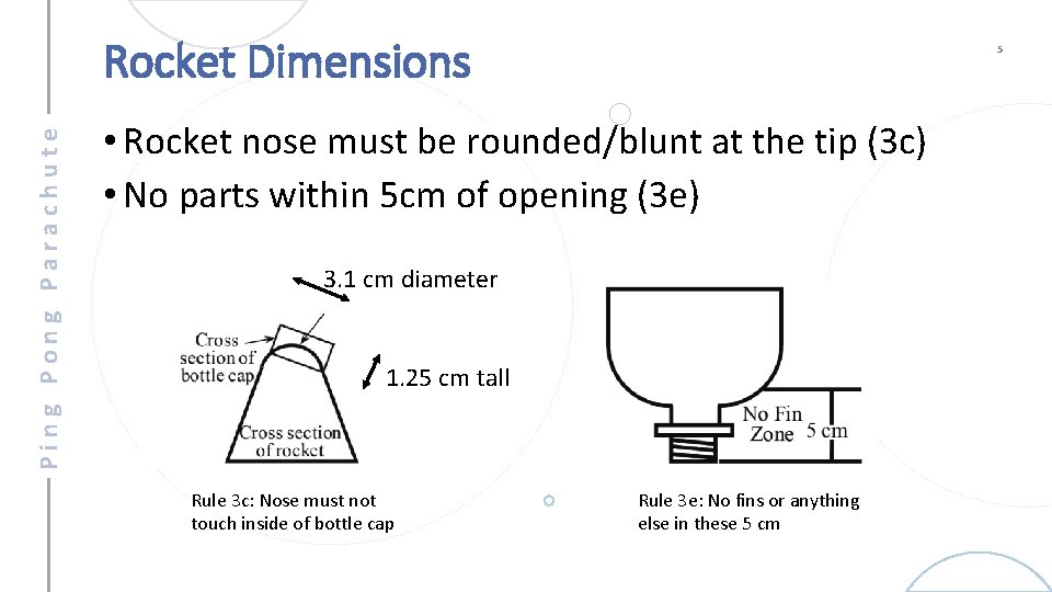 Ping Pong Parachute Rocket Dimensions 5 • Rocket nose must be rounded/blunt at the