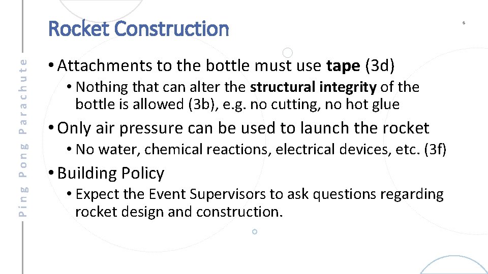 Ping Pong Parachute Rocket Construction • Attachments to the bottle must use tape (3