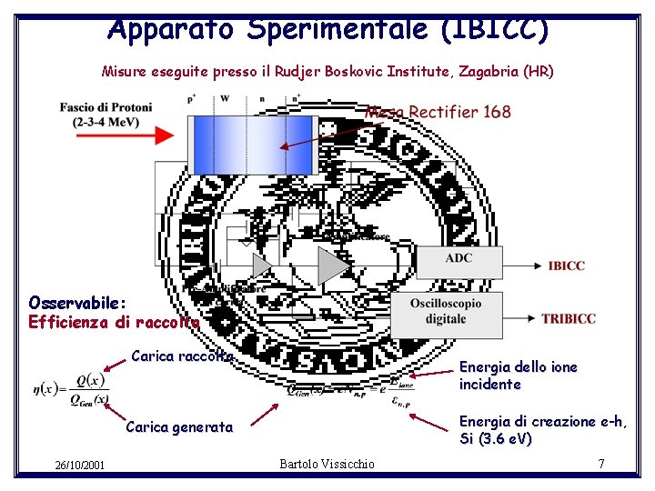 Apparato Sperimentale (IBICC) Misure eseguite presso il Rudjer Boskovic Institute, Zagabria (HR) Osservabile: Efficienza