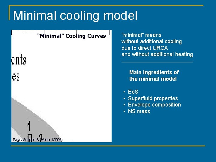 Minimal cooling model “Minimal” Cooling Curves “minimal” means without additional cooling due to direct