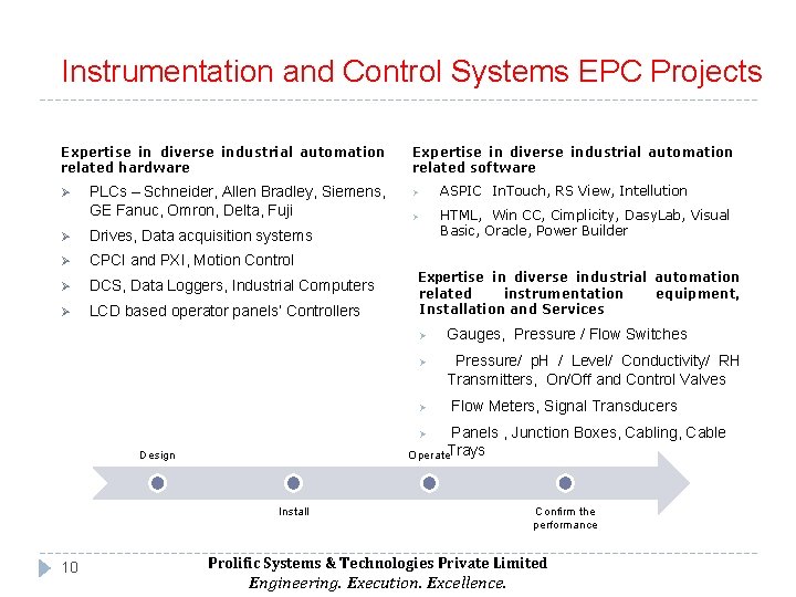 Instrumentation and Control Systems EPC Projects Expertise in diverse industrial automation related hardware Ø