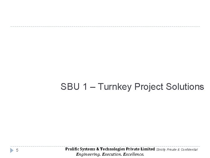 SBU 1 – Turnkey Project Solutions 5 Prolific Systems & Technologies Private Limited Strictly
