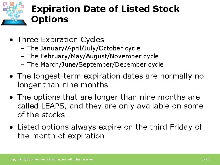 Expiration Date of Listed Stock Options • Three Expiration Cycles – The January/April/July/October cycle