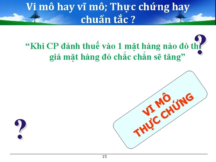 Vi mô hay vĩ mô; Thực chứng hay chuẩn tắc ? ? “Khi CP