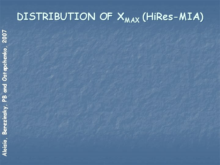 Aloisio, Berezinsky, PB and Ostapchenko, 2007 DISTRIBUTION OF XMAX (Hi. Res-MIA) 