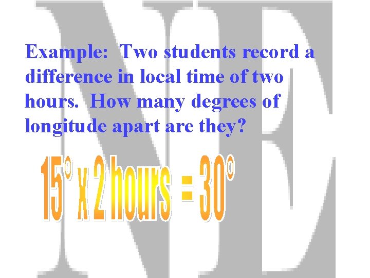 Example: Two students record a difference in local time of two hours. How many