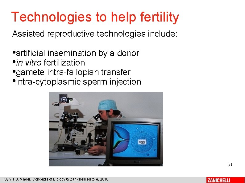 Technologies to help fertility Assisted reproductive technologies include: • artificial insemination by a donor