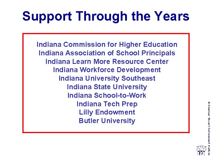 Support Through the Years © American Student Achievement Institute Indiana Commission for Higher Education