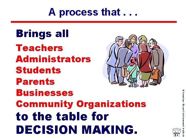 A process that. . . Brings all to the table for DECISION MAKING. ©